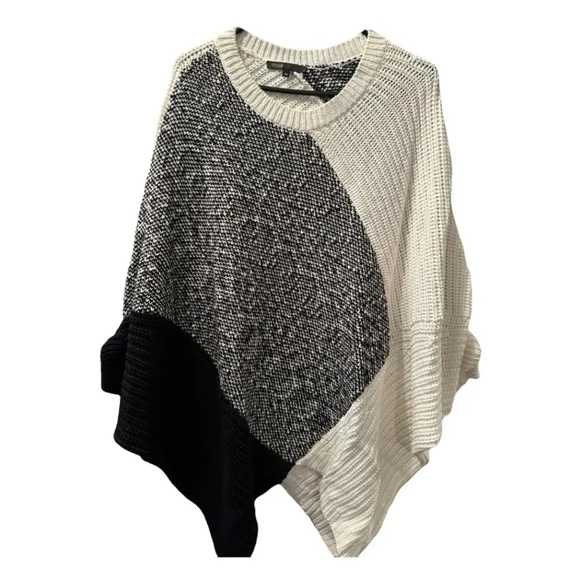 Maje Paris Patchwork Cape/ Cocoon/ Poncho Black/ Off White Size M-L - Picture 3 of 16